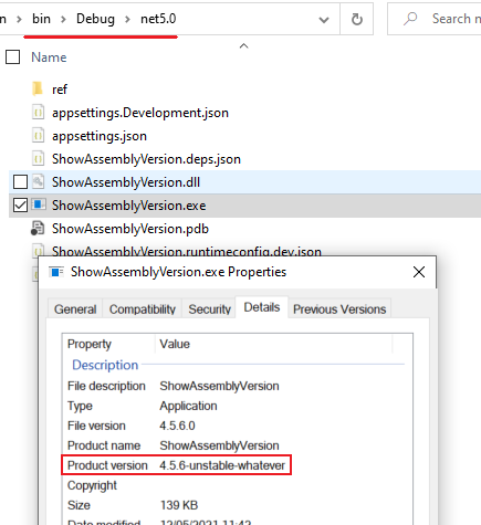 Assembly version on exe properties