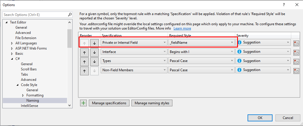 Specification orders