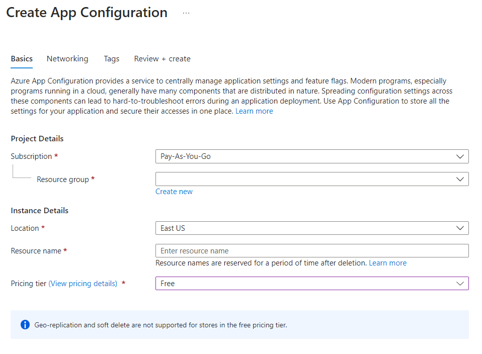 Azure App Configuration wizard
