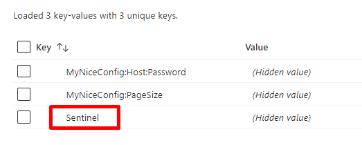 Sentinel value on Azure App Configuration