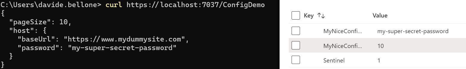 Default config coming from Azure App Configuration