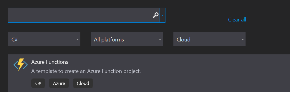 Azure Function template in Visual Studio