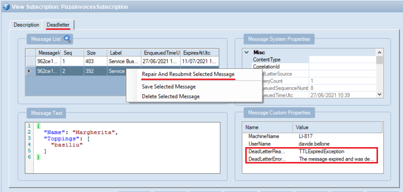 Dead Letter Queue on ServiceBusExplorer