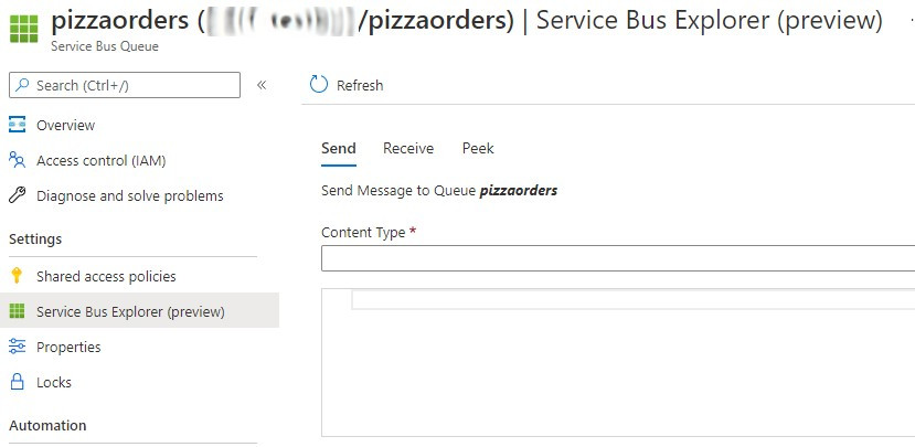Service Bus Explorer on Azure UI