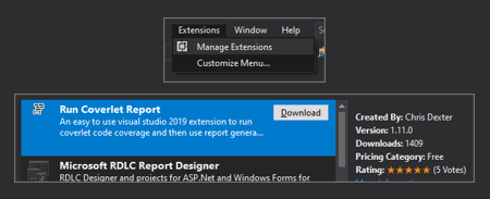 Coverlet Report extension on VS2019 Coverlet Report extension on VS2019