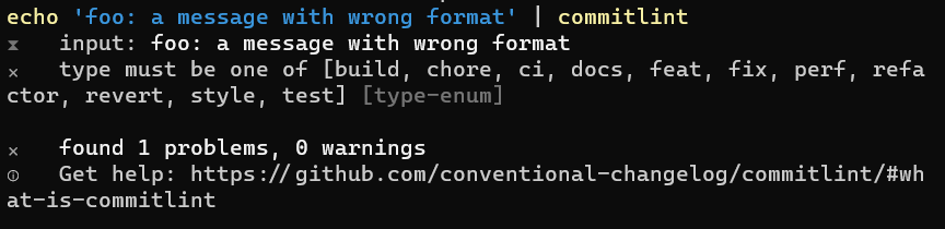 Testing commitlint with errors