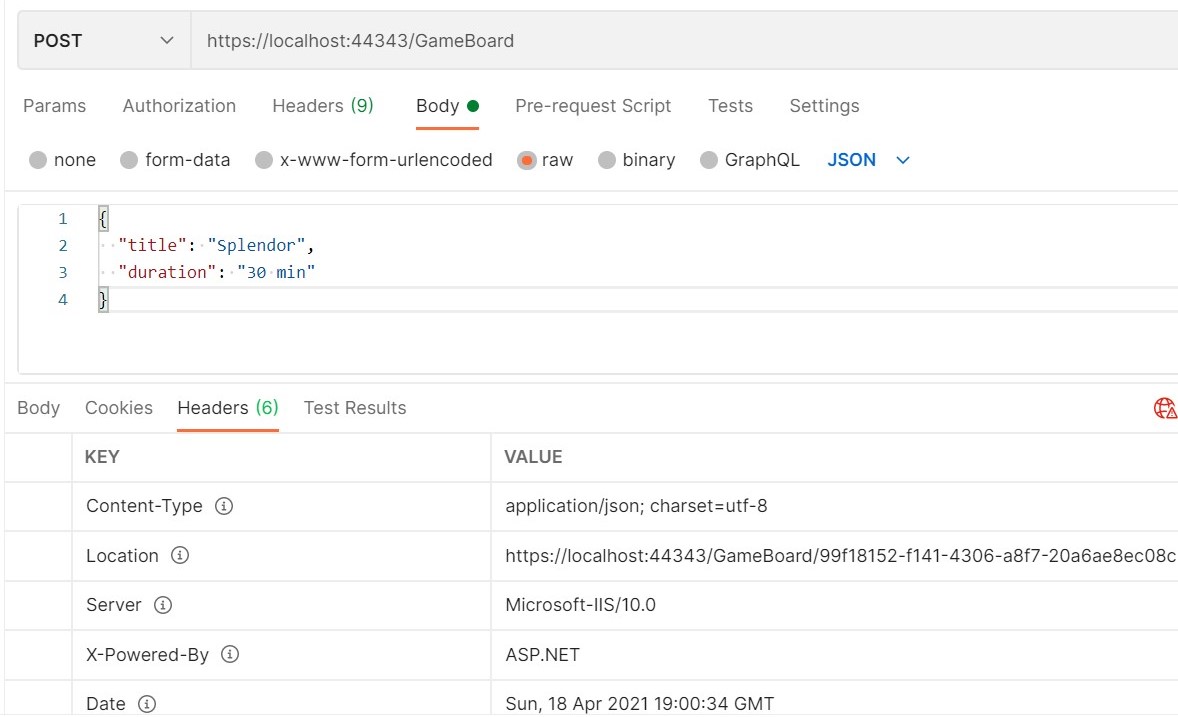 When POST-ing an item, the Location attribute contains the direct URL of the resource itself