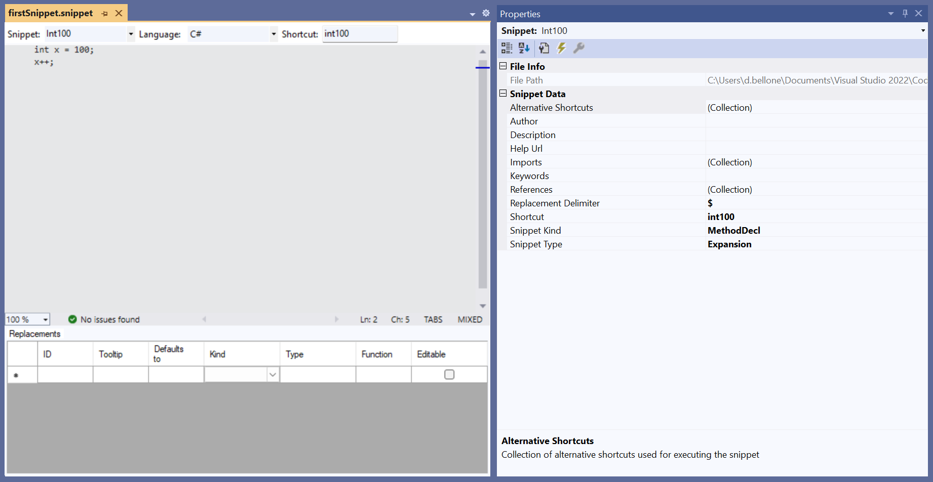 Simple snippet, with related metadata and annotations