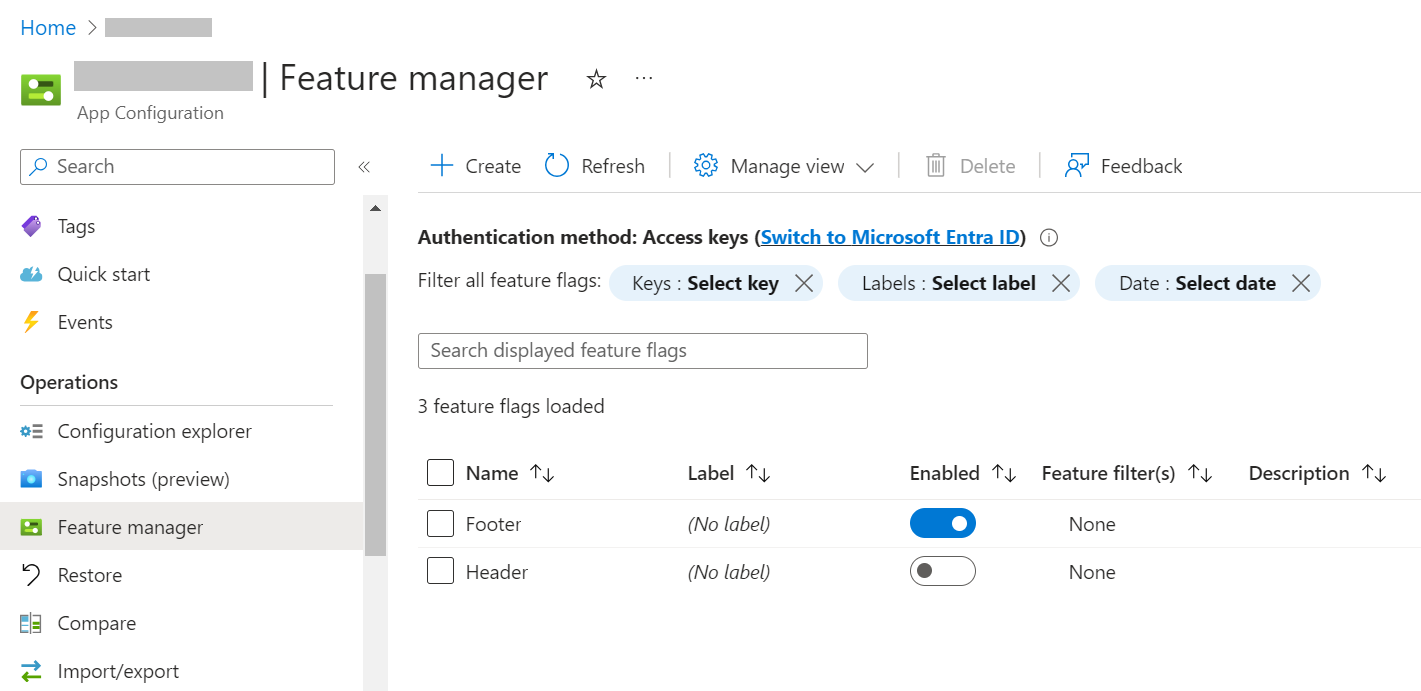 Feature Flags manager dashboard