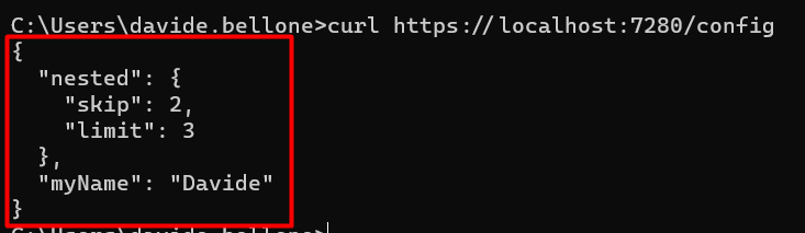 Configuration results from plain Appsettings file
