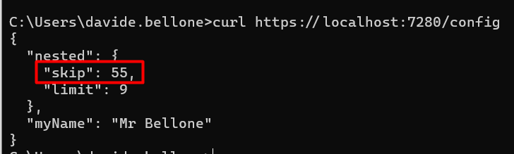 JSON result with the key specified on the CLI