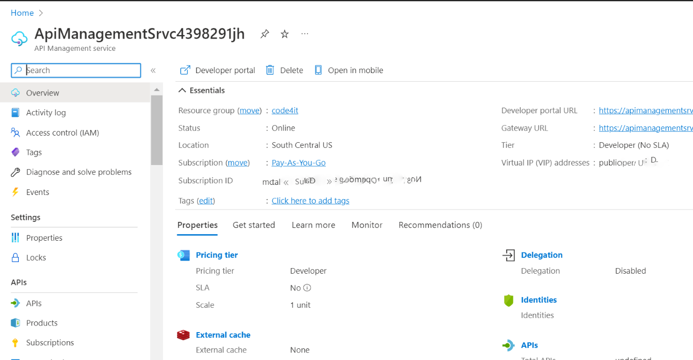 API management dashboard