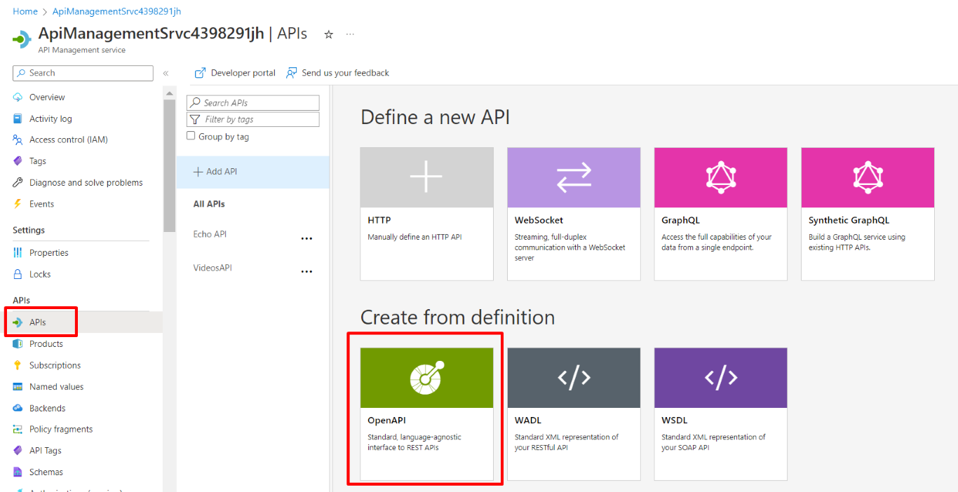 Import API from OpenAPI specification