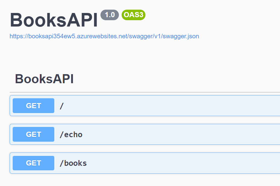 Swagger UI for BooksAPI