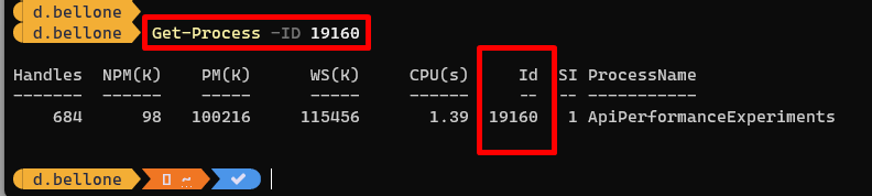 Process info found using PowerShell