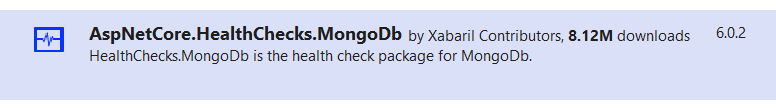 NuGet package for AspNetCore.HealthChecks.MongoDb