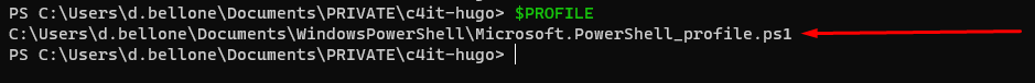 The Profile file is expected to be under a specific folder whose path can be found using the $PROFILE command