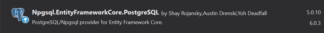 Npgsql.EntityFrameworkCore.PostgreSQL NuGet package