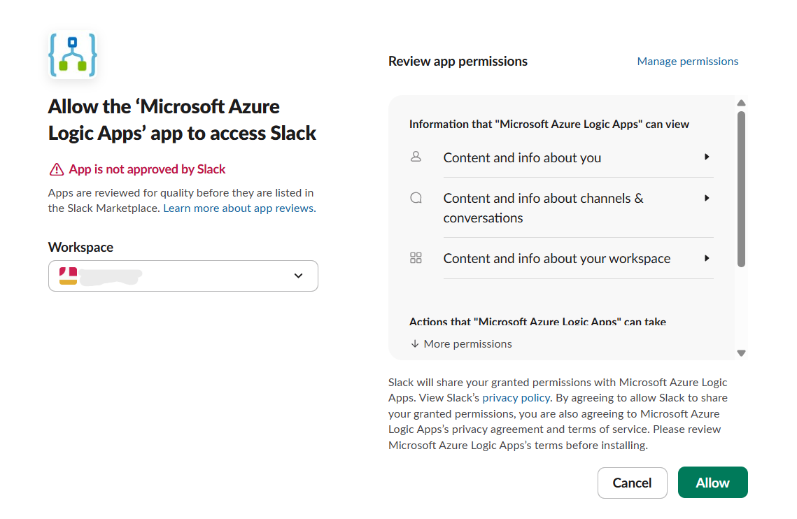 Grant access to Slack