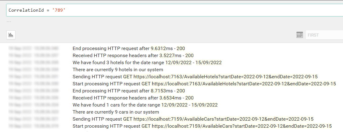 List of all logs related to a specific Correlation ID