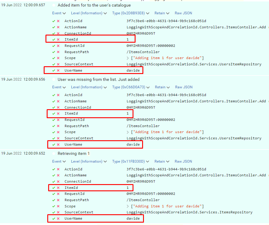 Expanded logs on Seq with Scopes