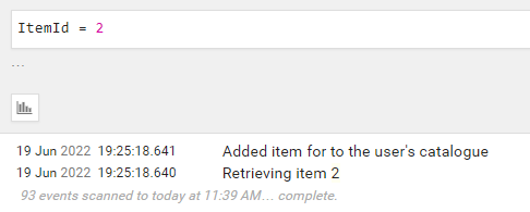 Filtering logs by ItemId