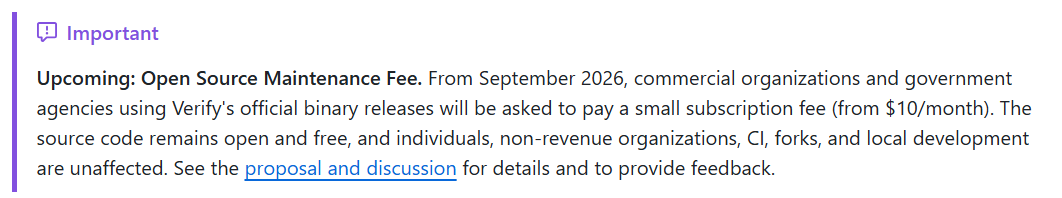 License fee change