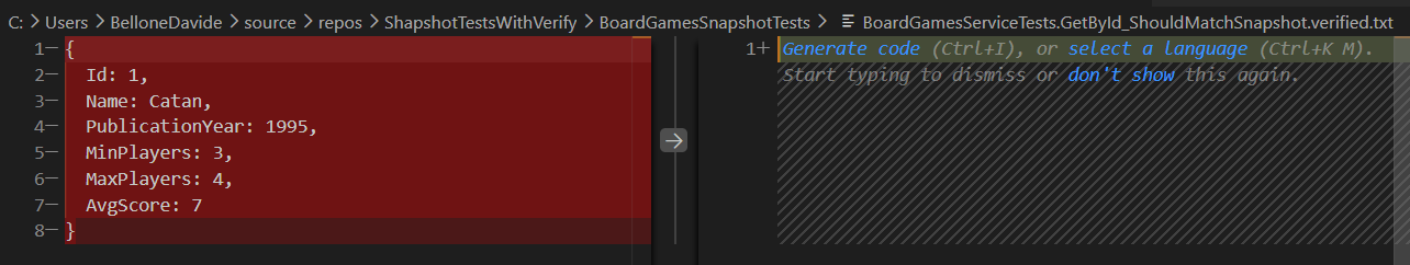 Content diff of initial run