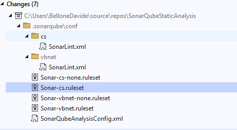 SonarQube files generated after initialization