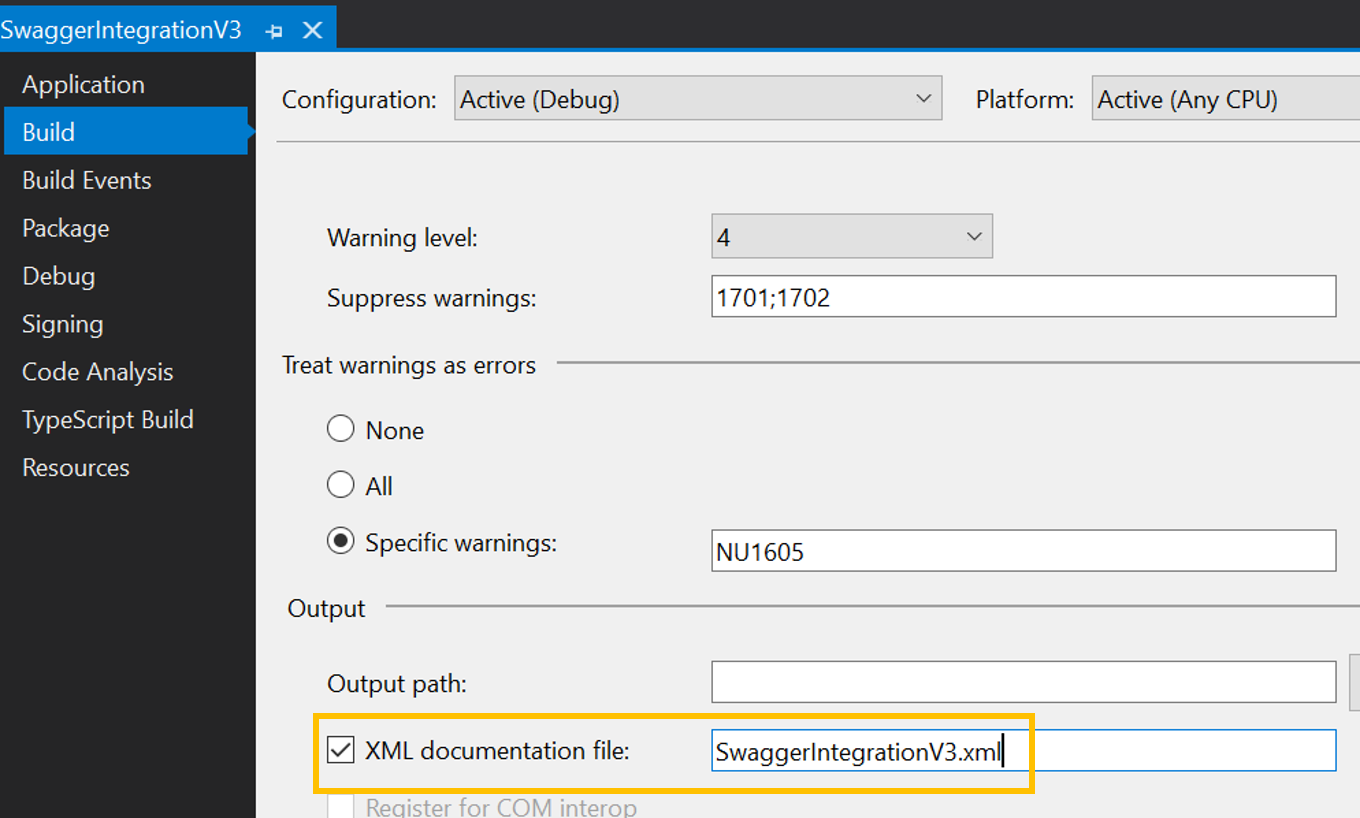 Project-level flag that enables XML documentation