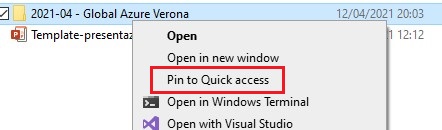 Click &ldquo;Pin to quick access&rdquo;