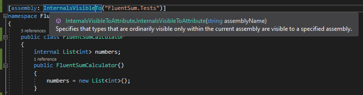 InternalsVisibleTo attribute