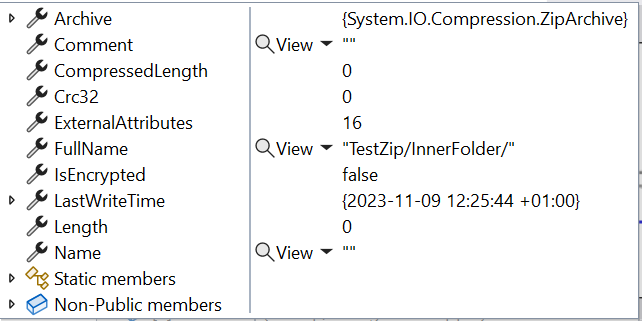 Folders are treated like files, but with no Size or Name