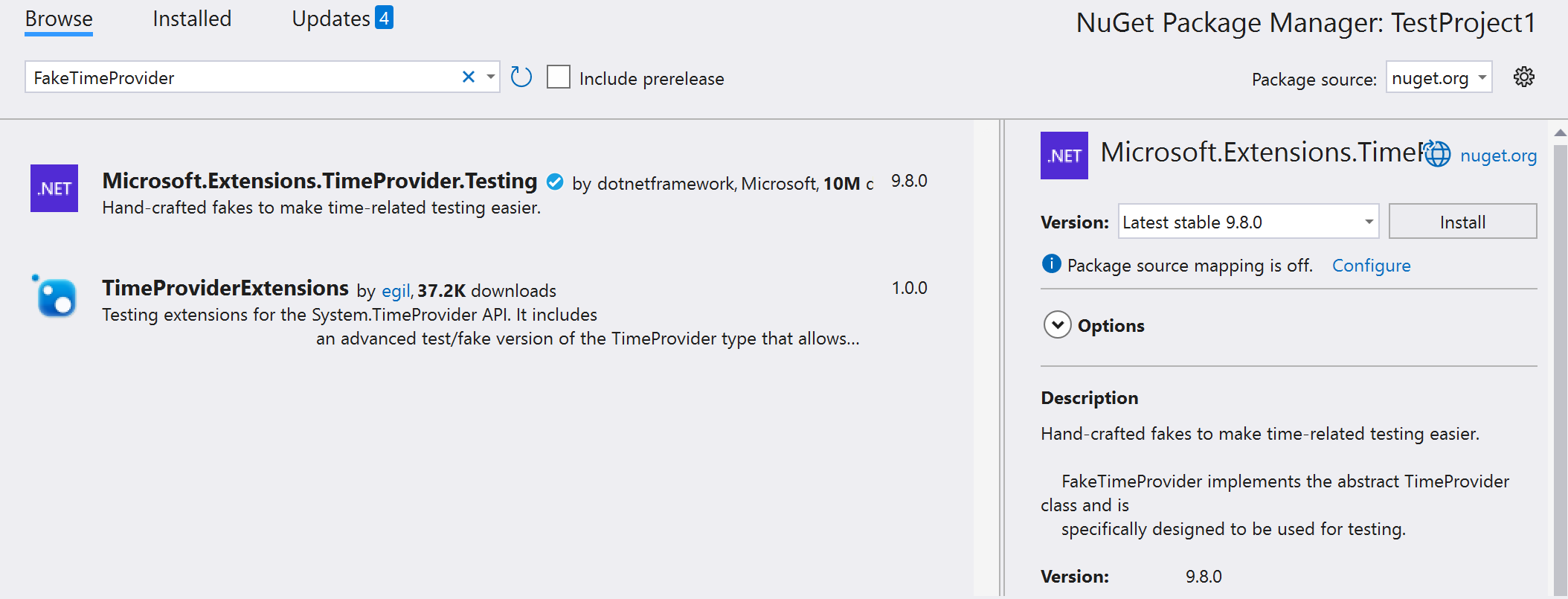 TimeProvider.Testing NuGet package